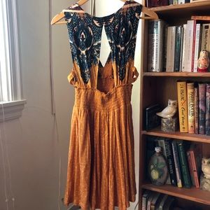 Free People Mustard Yellow Floral Dress